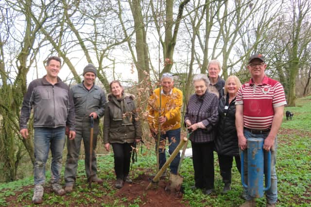 Spofforth with Stockeld Parish Council has established a Platinum Jubilee Wood - Coun Carl Marston; Coun Chris Heslop, Lynda Parkinson (representing Spofforth in Bloom), Coun Gerald Heslop, Chairman – Coun Shirley Fawcett, Coun Nigel Moore, Coun June Geddes and Gary Marston.