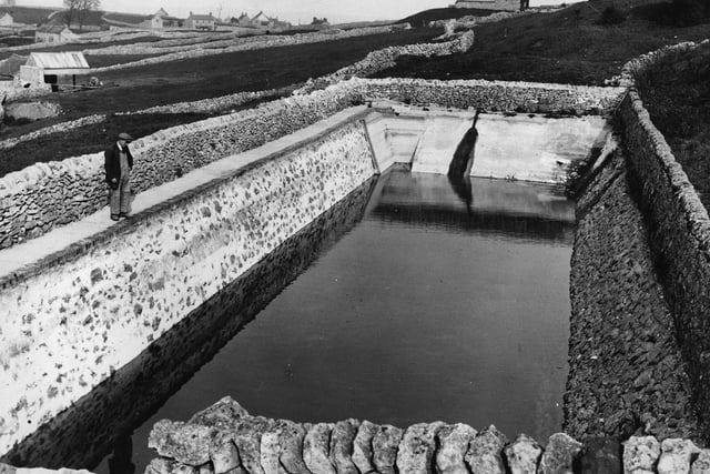 A  reservoir at Middleton with little water left due to drought in 1936.
