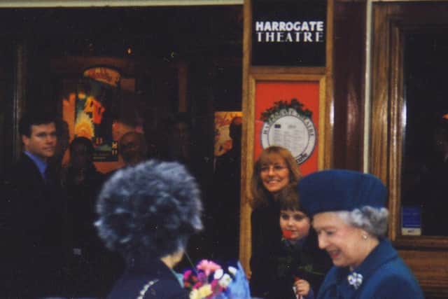 Flashback to 1998 - The young Rory Hoy, second from right, with his mum waiting outside Harrogate Theatre to meet The Queen.
