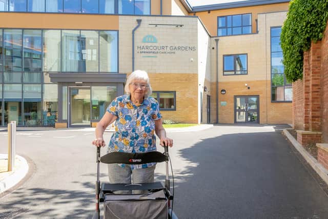 A resident at a care home in Harrogate has revealed she has walked an impressive 700 miles in just one year