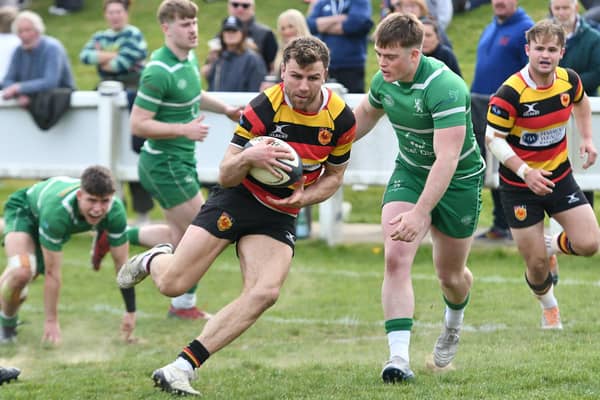 Kristan Dobson scored two tried and kicked 13 points to help Harrogate RUFC beat Billingham on the final day of 2024/25. Picture: Daniel Kerr