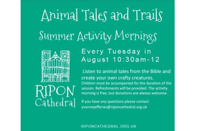 Ripon Cathedral is holding a full day of all things animal themed including stories and art and crafts. The activity morning is completely free for those on a budget this summer.
