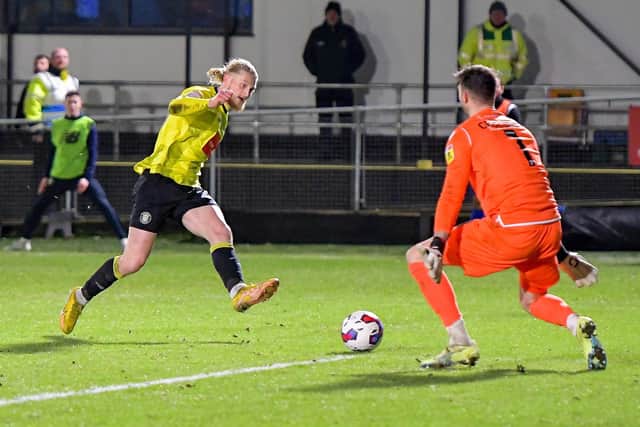 Luke Armstrong scored twice as Harrogate Town beat Grimsby 3-2 at Wetherby Road on Boxing Day.