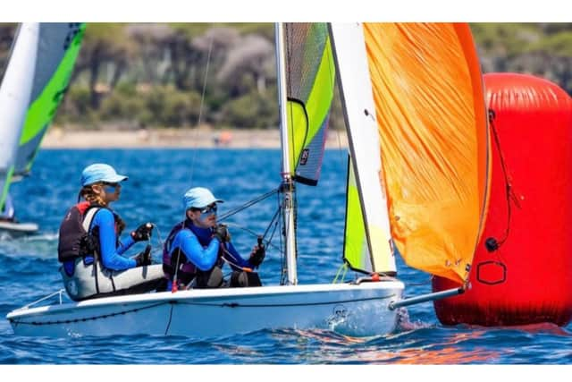 Grace Stockdale is pictured on left in the World Championships.