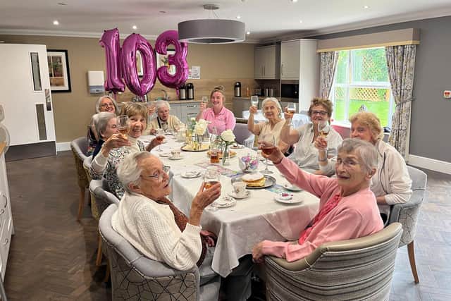 Champagne reception -  Hetty, who was born in 1920, was joined by staff, relatives, friends and other residents at Boroughbridge Manor Care Home to celebrate reaching 103.