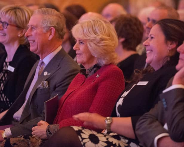 A royal visit to Harrogate - King Charles and Queen Camilla, with Fiona Movley, chair of Harrogate International Festivals, and Sharon Canavar, chief executive of Harrogate International Festivals, on either side of them. (Picture contributed)