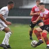George Thewlis netted Knaresborough Town's opening goal against Handsworth. Pictures: Gerard Binks