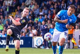 Stephen Dooley was one of two players who were substituted at half-time during Harrogate Town's goalless draw at Stockport County. Pictures: Matt Kirkham