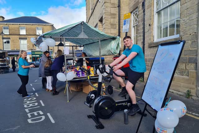Collecting donations at Wetherby Market