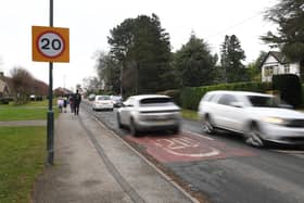 Road safety -  A 20mph sign at Pannal Ash in Harrogate near Rossett School. (Picture Gerard Binks)