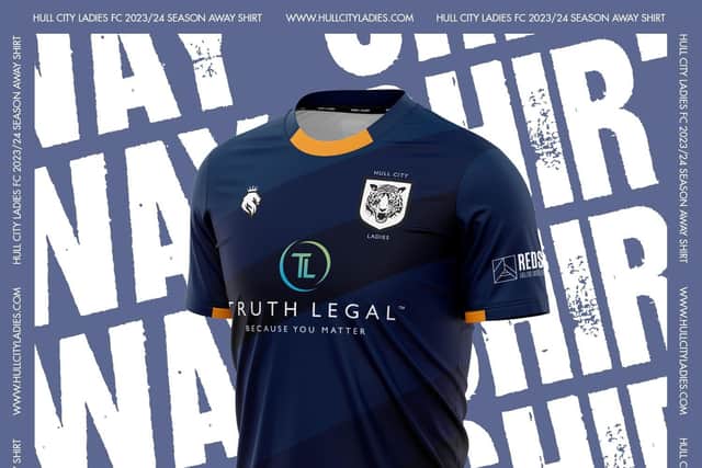 Fans of Hull City Ladies will see Harrogate firm Truth Legal's branding on their team’s away football kit until 2025. (Picture Hull City Ladies)