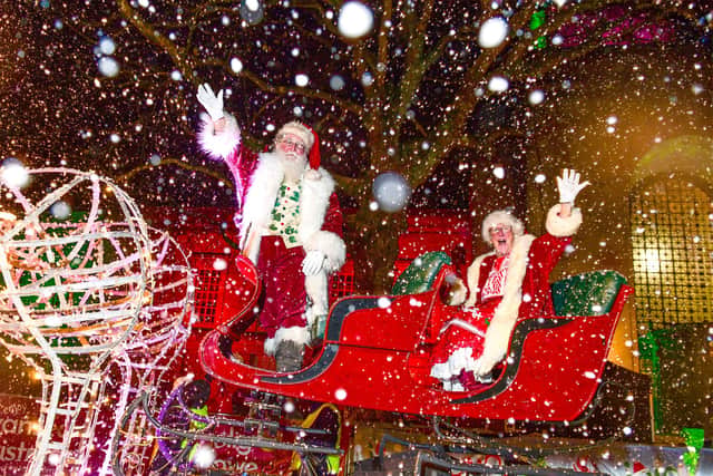 Santa kicks off the festivities at the Swansea Christmas Parade.