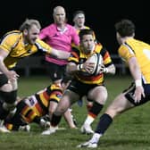 Phil Wickham on the attack for Harrogate RUFC during their recent defeat to National Two North champions Leeds Tykes. Picture: Daniel Kerr
