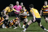 Phil Wickham on the attack for Harrogate RUFC during their recent defeat to National Two North champions Leeds Tykes. Picture: Daniel Kerr
