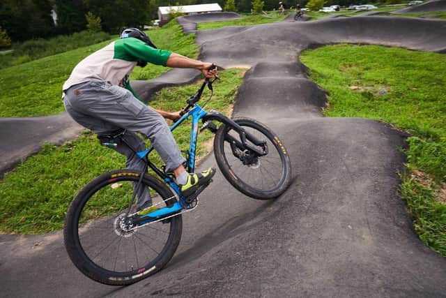 A pump track is a circular loop that consists of slopes and bumps. Photo: Bicycling magazine/Trevor Raab