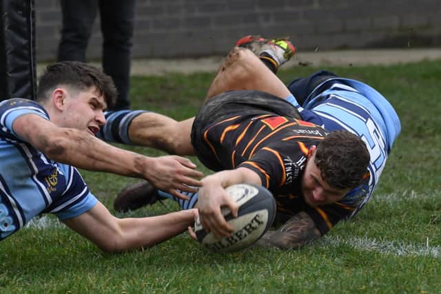 Harrogate Pythons' Bailey Bromberg scores his side's only try of the game.