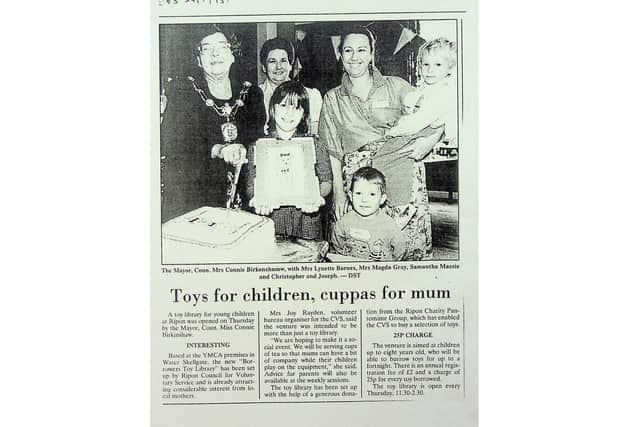 Magda Gay and volunteers 30 years ago when the toy library first opened.