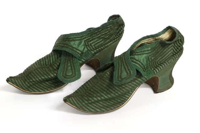 A Pair of Late 18th Century Green Silk Lady’s Shoes – estimate: £800-£1,200