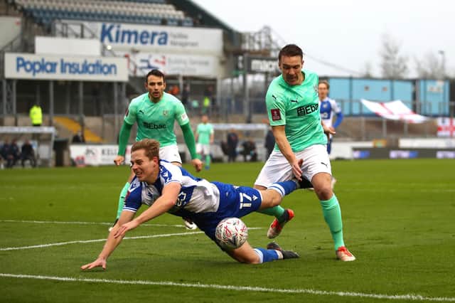 James Daly wins a penalty for Bristol Rovers during an FA Cup clash with Darlington back in 2020. Picture: Michael Steele/Getty Images