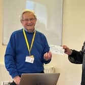 Yorkshire Air Ambulance volunteer Mike Bevington received a cheque for £200 from The Oddfellows