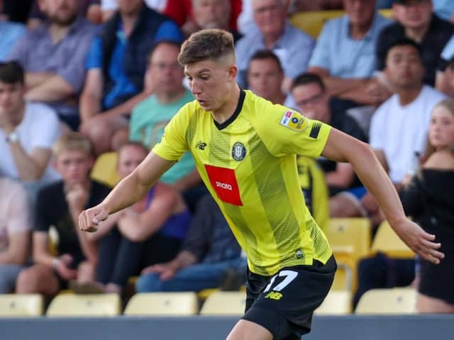 Josh Austerfield in action for Harrogate Town. Picture: Matt Kirkham