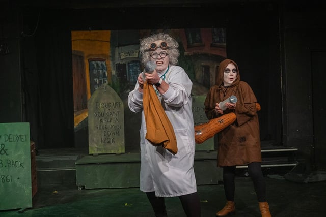 Pictured: Catherine Colman as Dr Frankenstein , Jane Richardson as Igor.