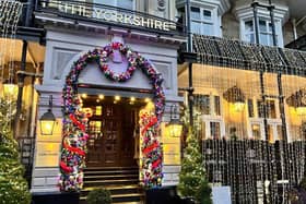 The stunning festive floral display which has been put up outside The Yorkshire Hotel and Pickled Sprout in Harrogate.