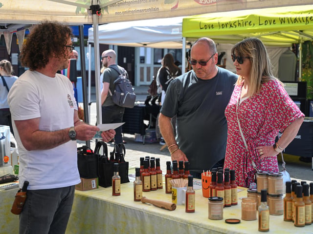 The artisan market had visitors tasting chilli sauce from award-winning sauce label Screaming Chimp.