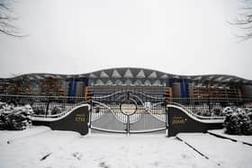 Ascot Racecourse in the snow. Picture: Alan Crowhurst/Getty Images