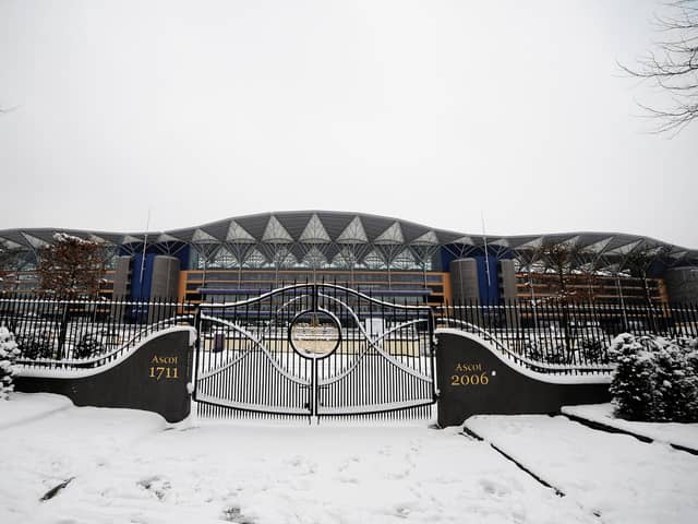 Ascot Racecourse in the snow. Picture: Alan Crowhurst/Getty Images
