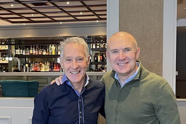 Gruelling challenge for Henshaws charity - Harrogate grandad Rob Northfield, left, with Leeds Utd legend Tony Dorigo. (Picture contributed)