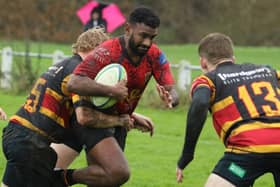 Louis Dabhi-Green on the charge during Harrogate Pythons' Yorkshire One defeat at Bradford & Bingley. Picture: Submitted