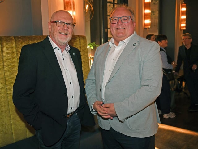 Phil Holdsworth and Martin Mann enjoying a celebratory drink at the Pickled Sprout in Harrogate