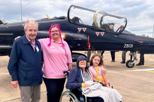 Leeming Bar Grange Care Home residents Colin Hutchinson and Eric Bailey at RAF Leeming’s Family Fun Day