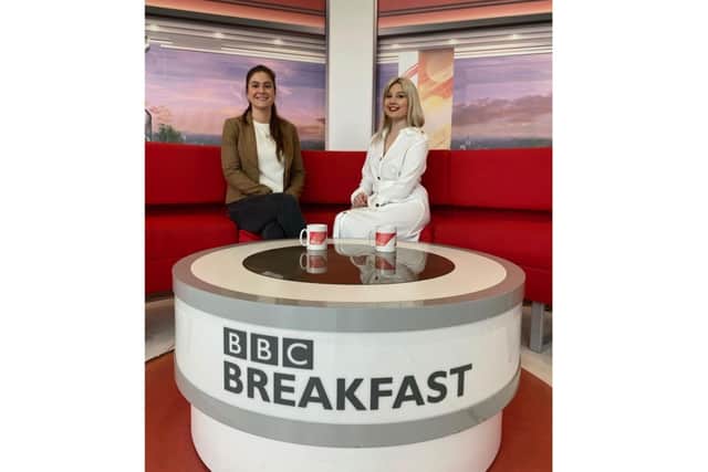 Miss Wilson and Miss McLoughlin on the BBC Breakfast show.