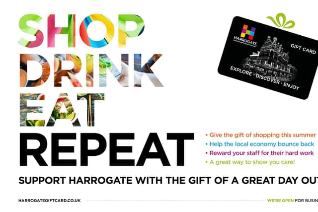 Shop, drink, eat, repeat...one of the new adverts promoting the Harrogate Gift Card