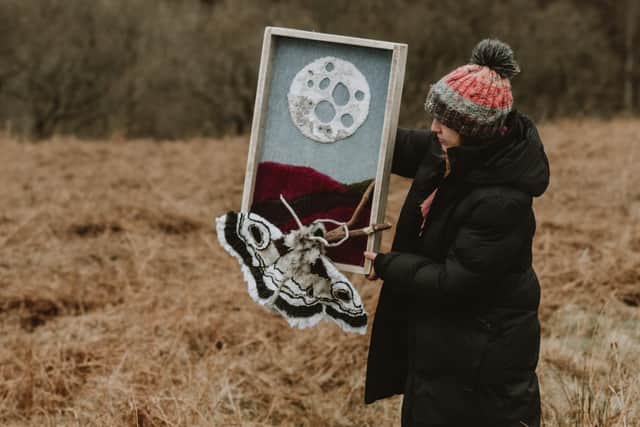Magick and Wylds (Anna Tennant) with her work Moorland Moth.