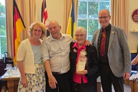 Brian and Alison Sykes (centre), this year's recipients of the Award for Services to Town Twinning, with Sonja Berk and Ernst-Olaf Mende of Bebra's Town Twinning Association