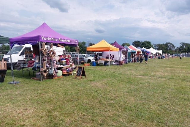 Stalls set up at the festival on Sunday.