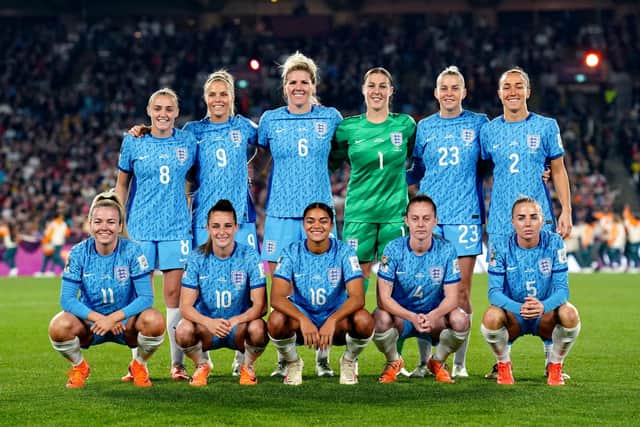 The England team, including Rachel Daly from Harrogate, before the FIFA Women's World Cup Final against Spain