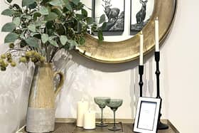 A console table styled by Seddon and Davison, blending modern rustic interiors with Nordic luxe touches.