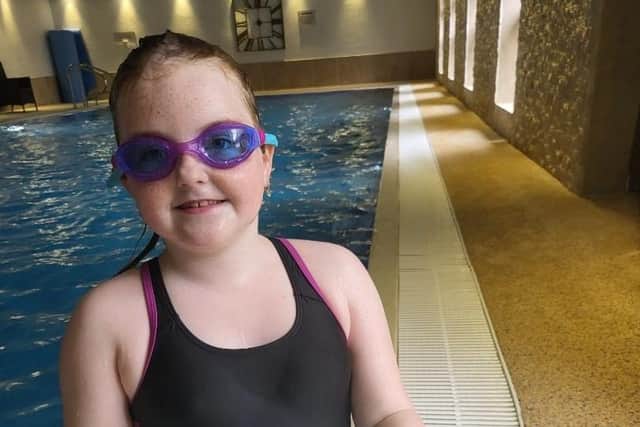 Sienna after completing her massive swim.