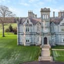 A front view of the palatial property in which an apartment is for sale.