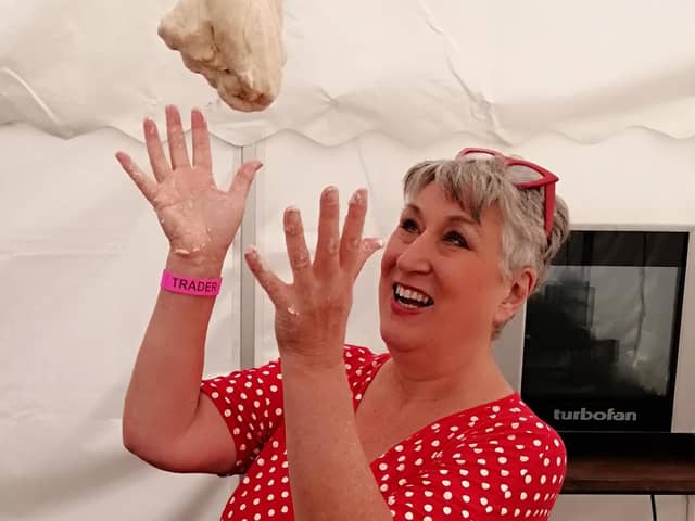 Karen in the Chef Demo tent