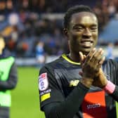 Southampton defender Derrick Abu played his first-ever game of senior football as Harrogate Town held Stockport County at Edgeley Park. Pictures: Matt Kirkham