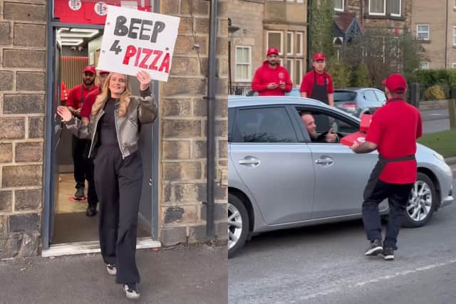 Pizza Pizza, a popular takeaway in Harrogate, has been treating motorists on Skipton Road by handing out free pizza during rush-hour
