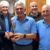 Rudding Park GC team members are presented with Harrogate Area Rabbits Golf Association Invitational Championships winners' trophy. Picture: Submitted