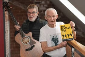 That was then, this is now - George McCormick and Bob Mason of Harrogate band Ricky Fenton and The Apaches who supported The Beatles in 1963 with the brand new book they feature in. (Picture Gerard Binks)