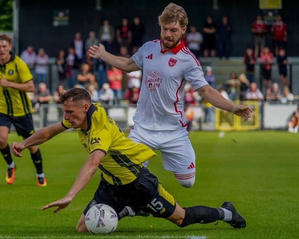 Bailey Hobson scored his third goal of pre-season as Harrogate Town came from behind to beat Scarborough Athletic at Wetherby Road. Pictures: Harrogate Town AFC