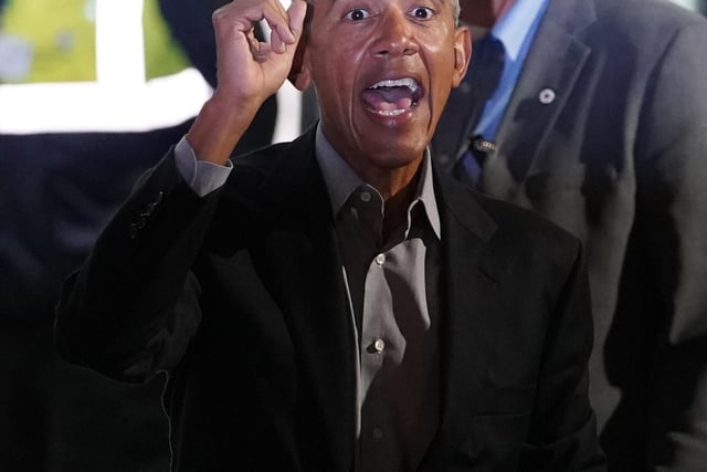 Former US president Barack Obama leaves the University of Strathclyde in Glasgow during the Cop26 summit. Picture date: Monday November 8, 2021.